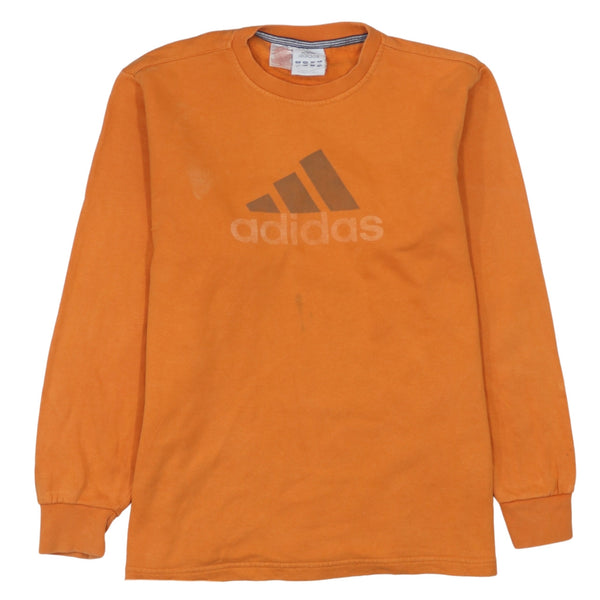 Adidas 90's Spellout Crew Neck Sweatshirt Medium Orange Retro Vintage