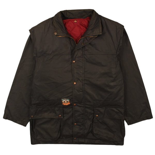 Active Vintage 90's Black Plain Button Up Windbreaker Large