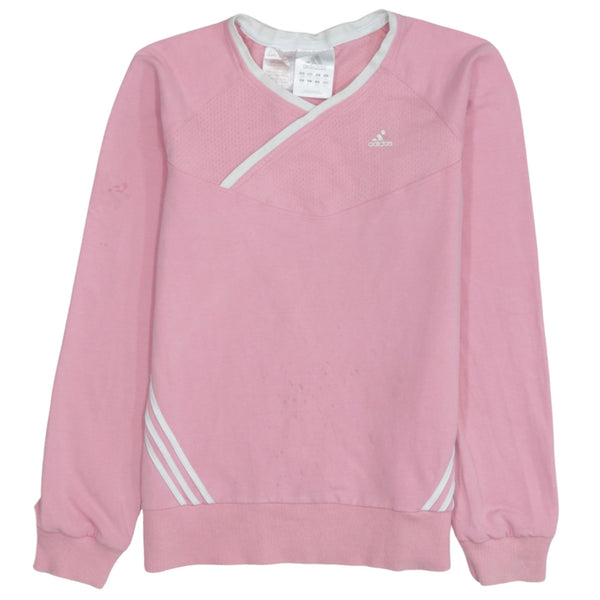 Adidas 90's Vintage Lightweight V Neck Sweatshirt XL Pink
