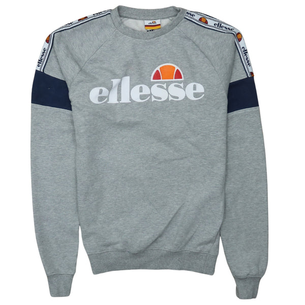 Ellesse 90's Grey Spellout Crew Neck Sweatshirt Medium Cotton