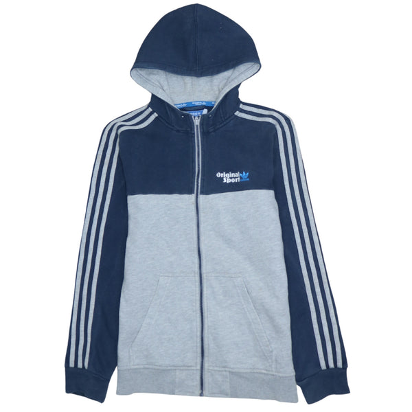 Adidas 90's Vintage Grey Striped Sleeve Hoodie Men's Small