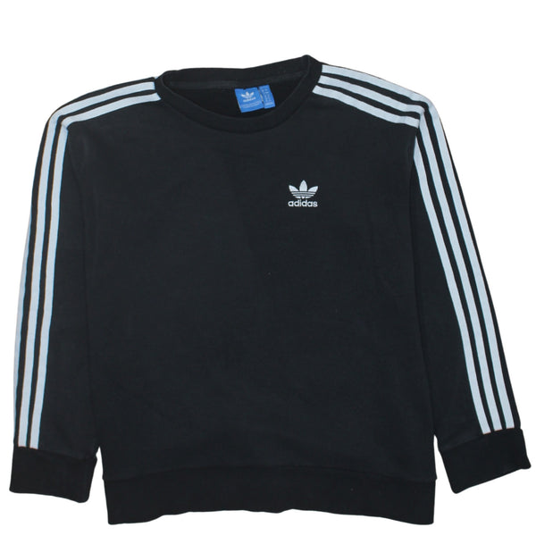 Adidas 90's Striped Sleeve Crew Neck Sweatshirt Large  Black