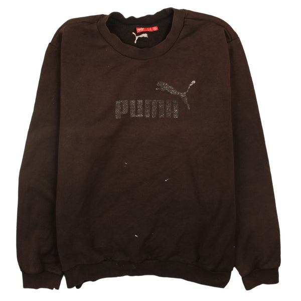 Puma 90's Brown Spellout Crew Neck Sweatshirt Men's XL Vintage