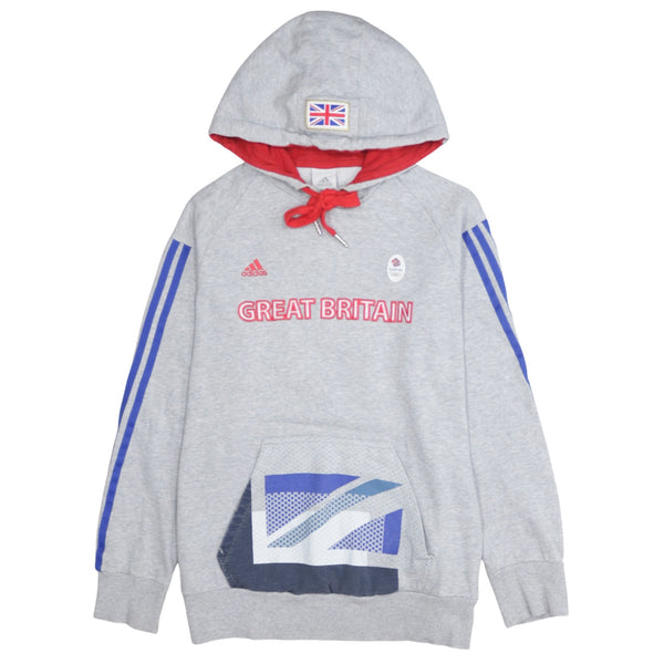 Adidas 90's Striped Sleeve Pullover Hoodie Medium  Grey
