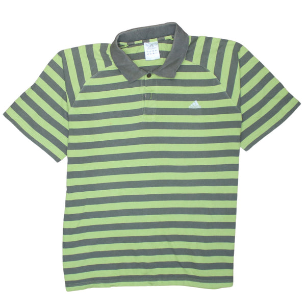 Adidas 90's Short Sleeves Quarter Button Polo Shirt XLarge Green