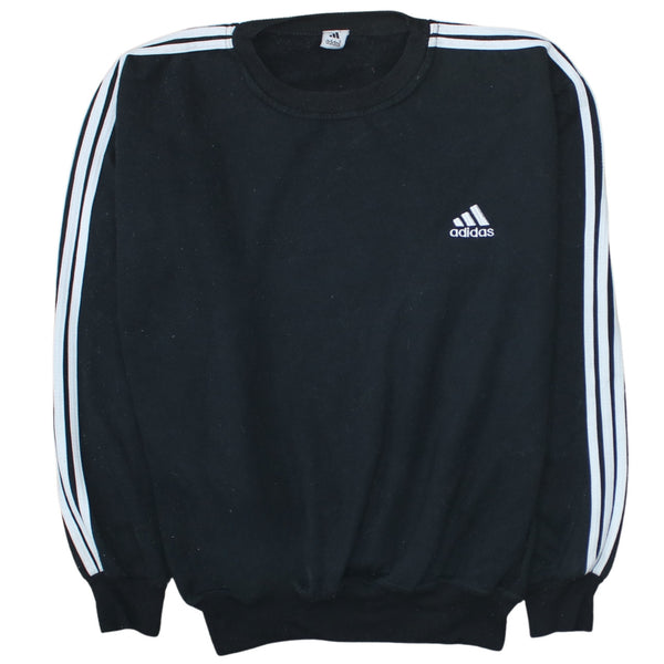 Adidas 90's Striped Sleeve Crew Neck Sweatshirt Large  Black