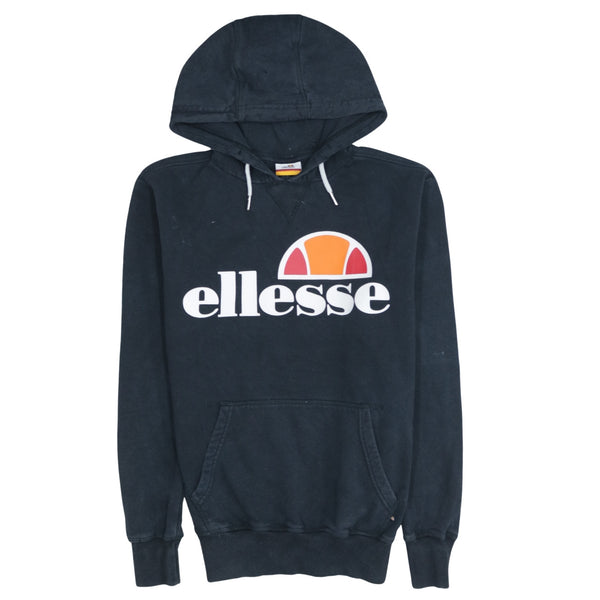 Ellesse 90's Black Spellout Cotton Pullover Hoodie Medium Females