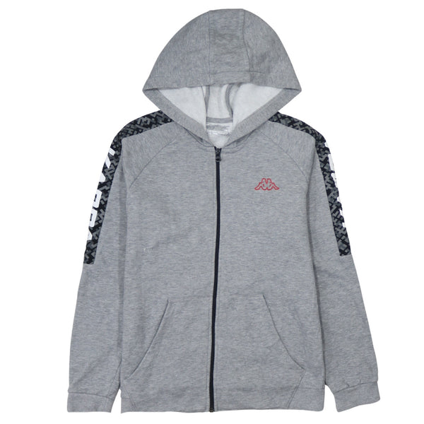 Kappa Vintage 90's Grey Full Zip Hoodie, Medium, Pockets, Drawstring
