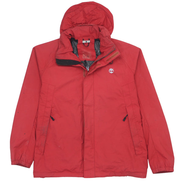 Timberland 90's Red Hooded Windbreaker Jacket Large