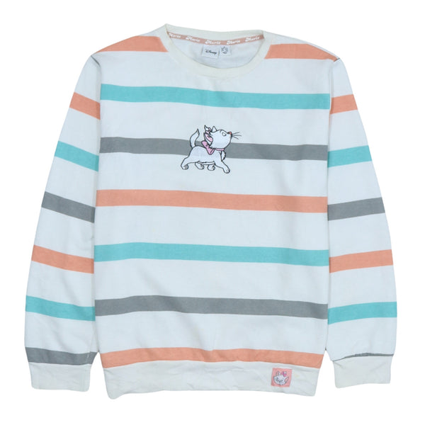 Disney 90s Marie Crew Neck Sweatshirt White Cotton Women's M Vintage