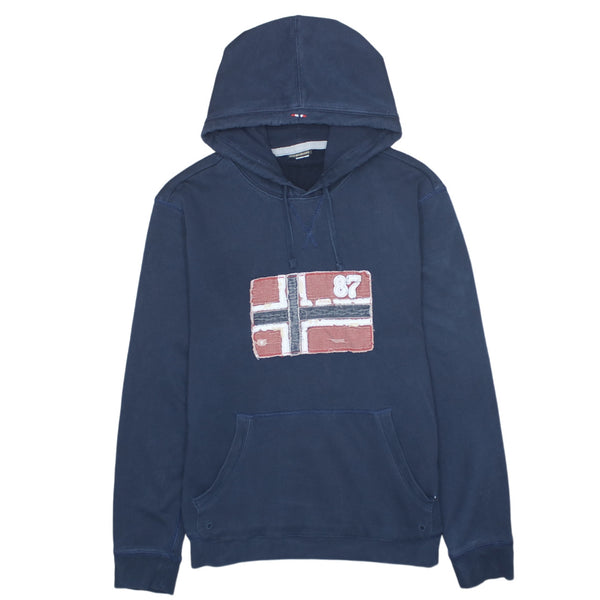 Napapijri 90's Vintage Navy Blue XL Drawstring Pullover Hoodie