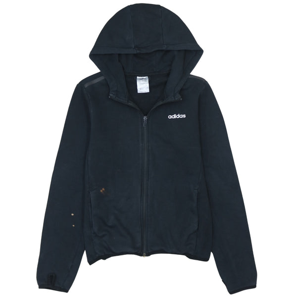 Adidas 90's Vintage Black Sportswear Hoodie Small, Full Zip Cotton