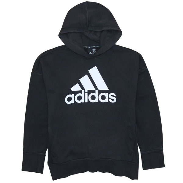 Adidas 90's Vintage Spellout Black Hoodie Women's Medium Pullover