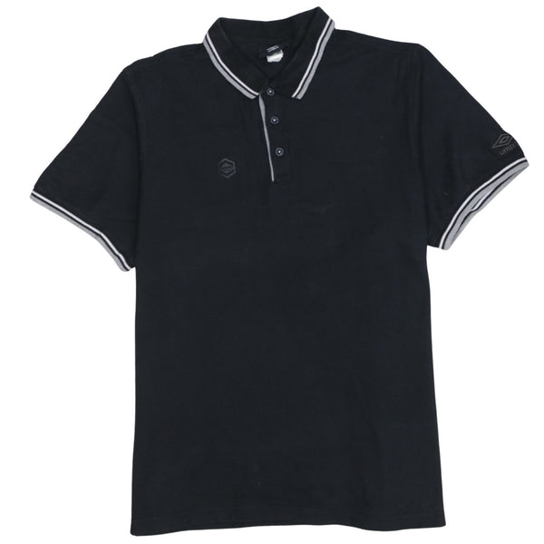 Umbro 90's Short Sleeves Quarter Button Polo Shirt XLarge Black