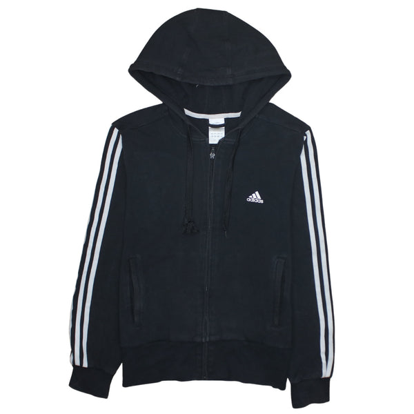 Adidas 90's Striped Sleeve Full Zip Up Hoodie Small  Black