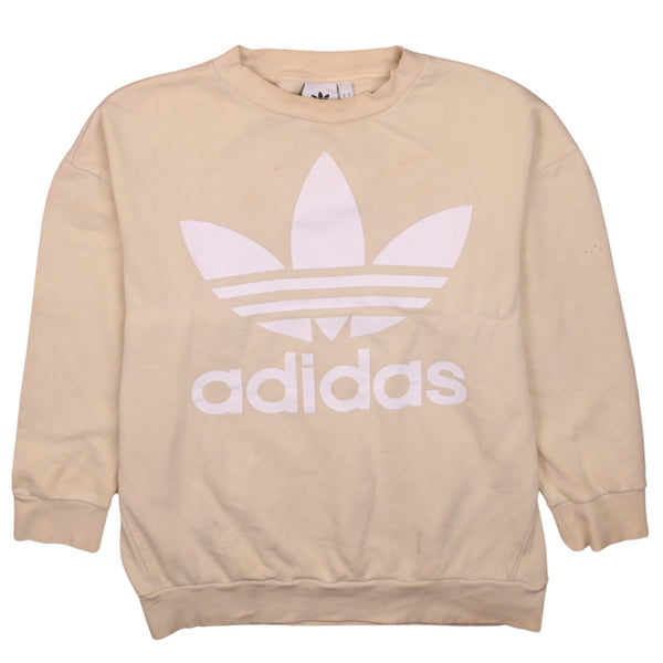 Adidas 90's Beige Cream Crew Neck Spellout Sweatshirt - Men's Medium