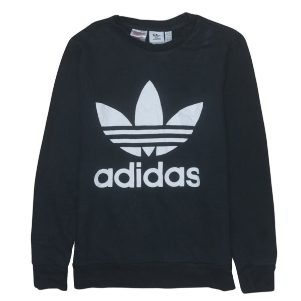 Adidas Vintage 90s Spellout Black Cotton Sweatshirt Men's Small