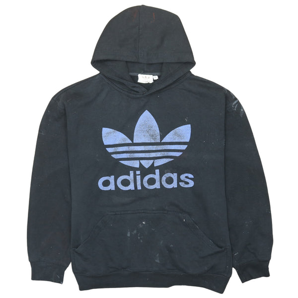 Adidas Vintage 90's Spellout Pullover Hoodie Large Black