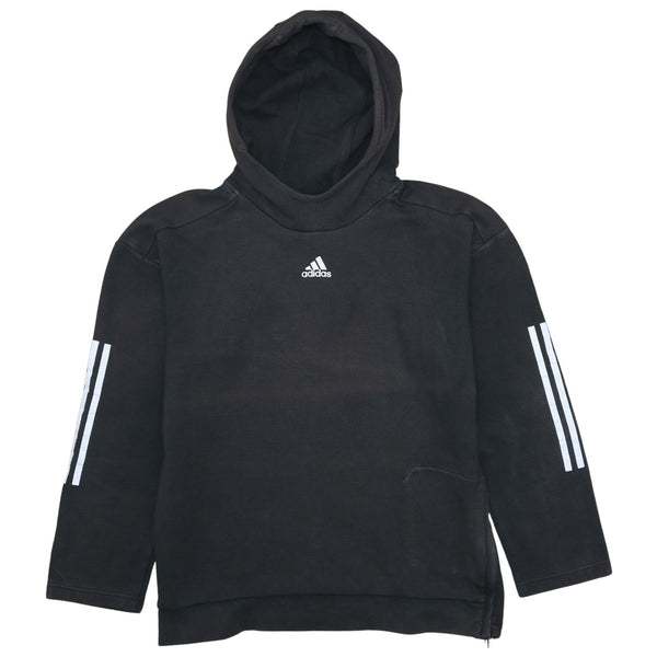 Adidas Vintage 90's Striped Sleeve Black Hoodie Medium Pullover