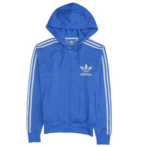 Adidas 90's Vintage Blue Stripe Sleeve Full Zip Hoodie - Men's Medium