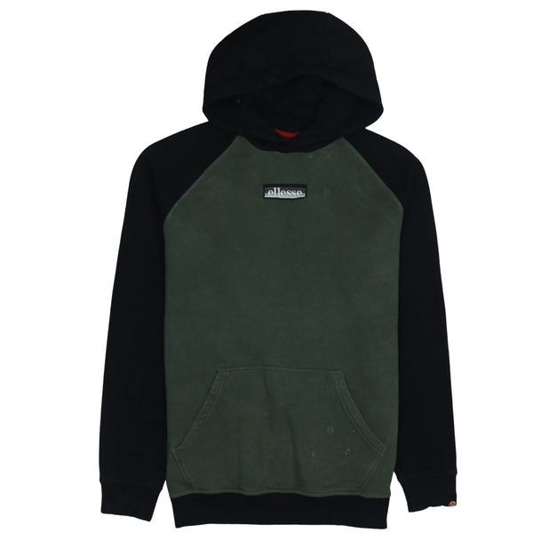 Ellesse 90's Drawstring Pockets Pullover Hoodie Medium Black