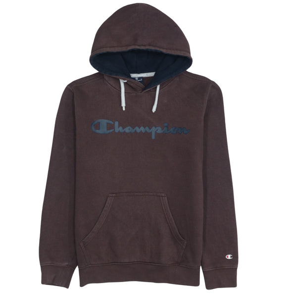 Vintage Champion 90's Brown Spellout Pullover Hoodie Men's Small