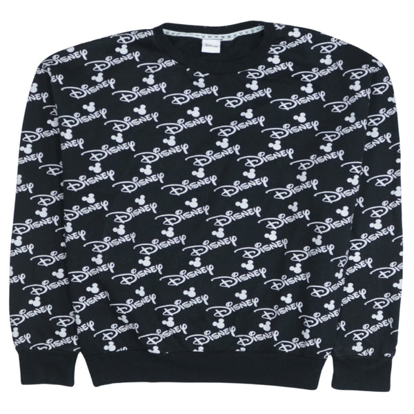 Vintage Disney 90's Black Crew Neck Sweatshirt Large Cotton Classic