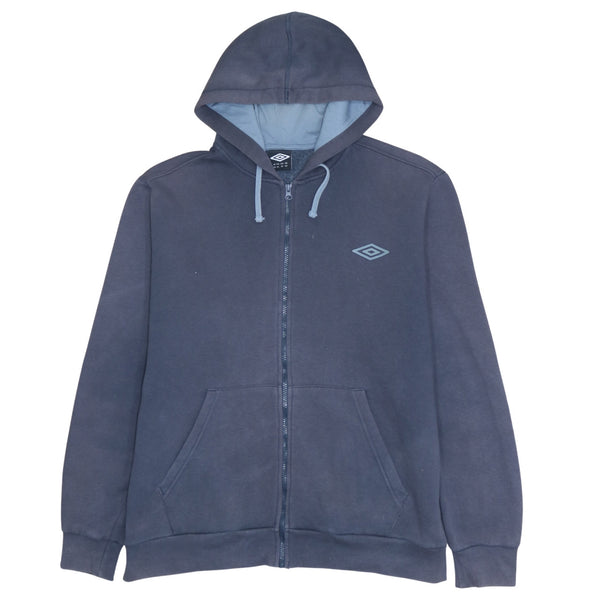 Umbro 90's Navy Blue Full Zip Hoodie XXLarge (2XL) Drawstring Pockets