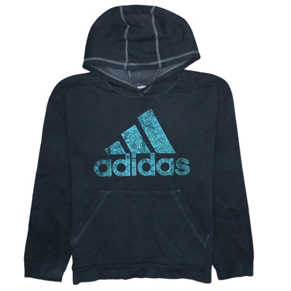 Adidas 90's Spellout Pullover Hoodie Large Black