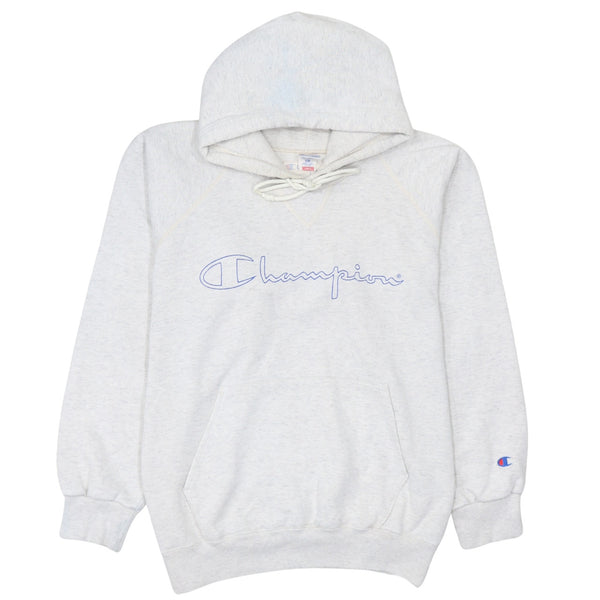 Champion 90's Spellout Pullover Hoodie Large  Grey