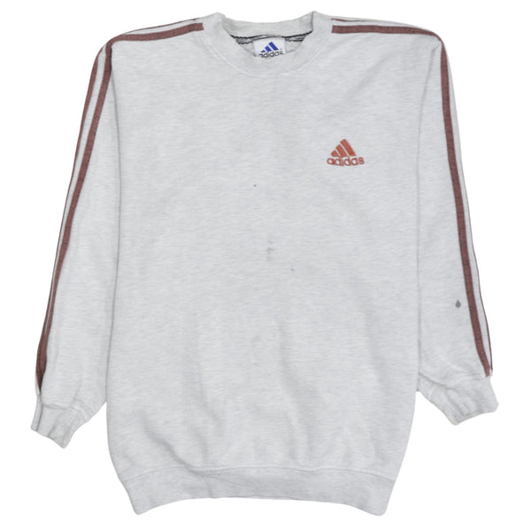 Adidas 90's Striped Sleeve Crew Neck Sweatshirt Small  Grey