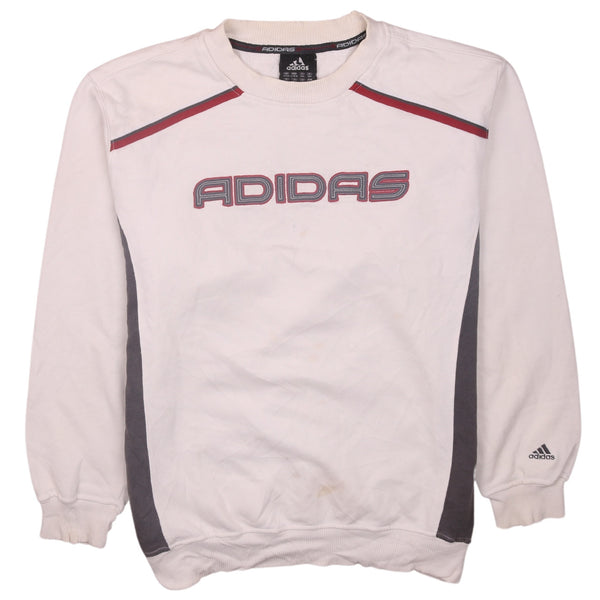 Adidas 90's Beige Cream Spellout Heavyweight Crewneck Sweatshirt Large