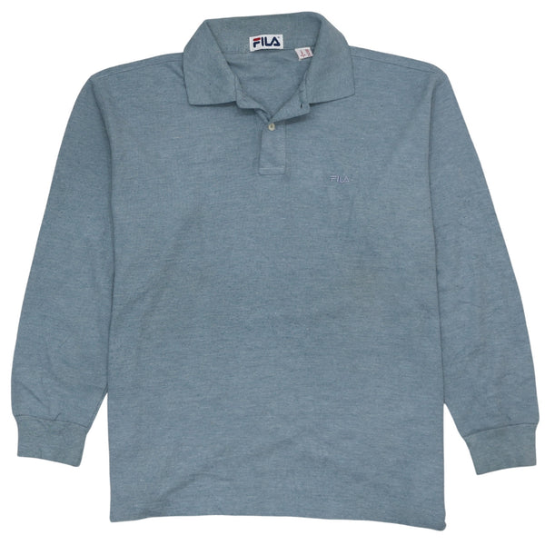 Vintage 90's Fila Men's Grey Long Sleeve Polo Shirt Medium