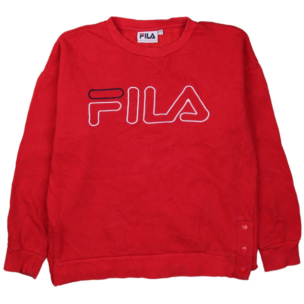 Fila 90's Red Spellout Crew Neck Sweatshirt Women's Small