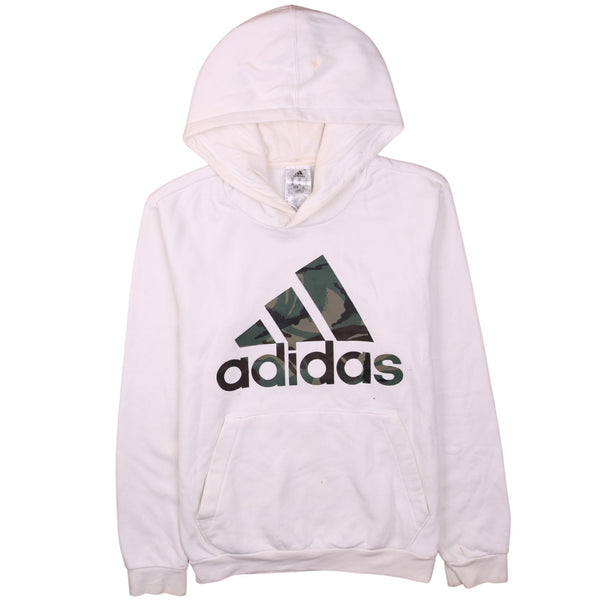 Adidas Vintage 90's White Pullover Hoodie XS Spellout Logo Men's