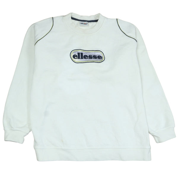 Ellesse 90s Beige Cream Spellout Crew Neck Sweatshirt Large Vintage