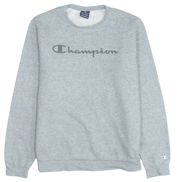 Vintage Champion 90's Grey Spellout Crew Neck Sweatshirt 2XL Large
