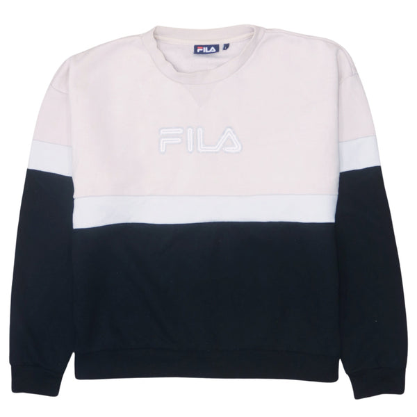 Fila 90's Vintage Spellout Crew Neck Sweatshirt Large Black