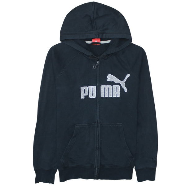 Puma 90's Spellout Full Zip Up Hoodie Small Black