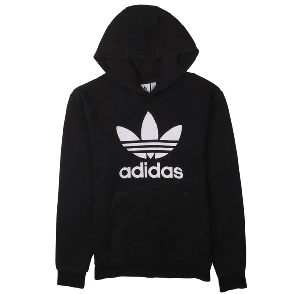 Adidas 90's Vintage Black Spellout Pullover Hoodie Large Women's