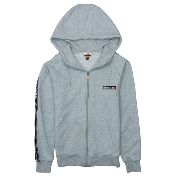 Ellesse 90's Grey Full Zip Up Hoodie XSmall with Drawstring Pockets