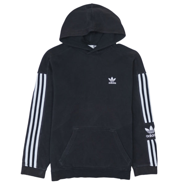 Adidas 90's Striped Sleeve Pullover Hoodie Small Black