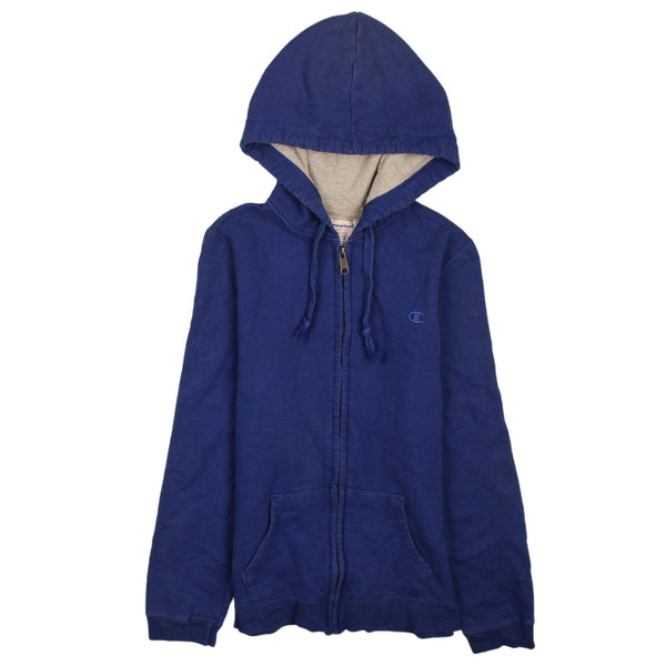 Vintage 90's Champion Women's Large Full Zip Blue Hoodie, Retro Style