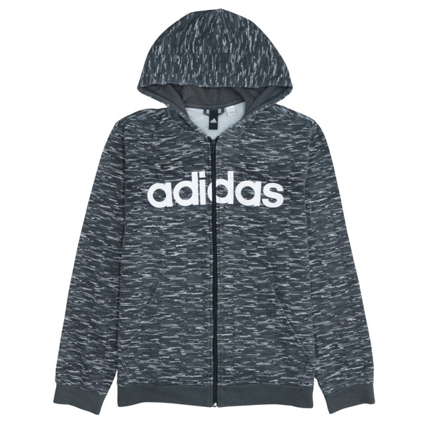 Adidas Vintage 90s Black Spellout Full Zip Hoodie Men's Large