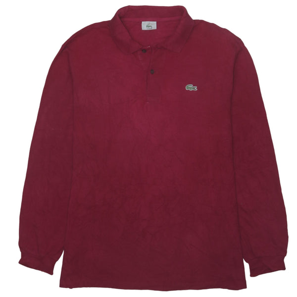 Vintage Lacoste 90's Red Long Sleeve Quarter Button Men's Large Sweatshirt