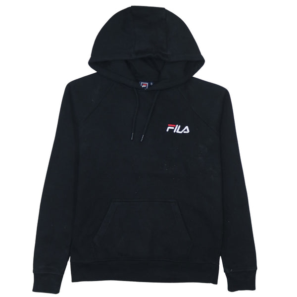 Vintage 90's Fila Black Drawstring Hoodie Pullover Men’s Small Cotton