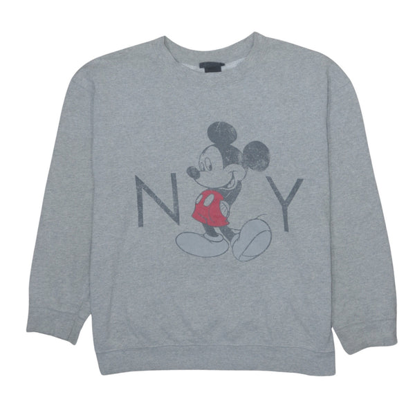 Vintage 90's Disney Mickey Mouse Crew Neck Sweatshirt XL Grey Cotton