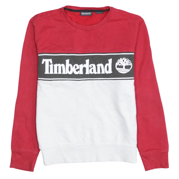 Timberland 90's Spellout Crew Neck Sweatshirt Small Red
