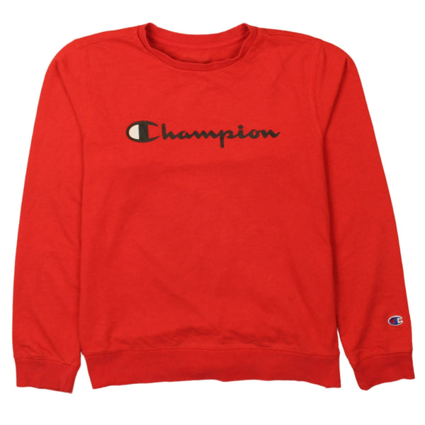 Champion 90's Vintage Red Spellout Crew Neck Heavyweight Sweatshirt Small