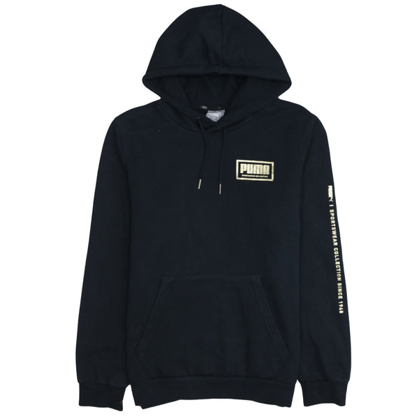 Puma 90's Drawstring Pockets Pullover Hoodie Small Black